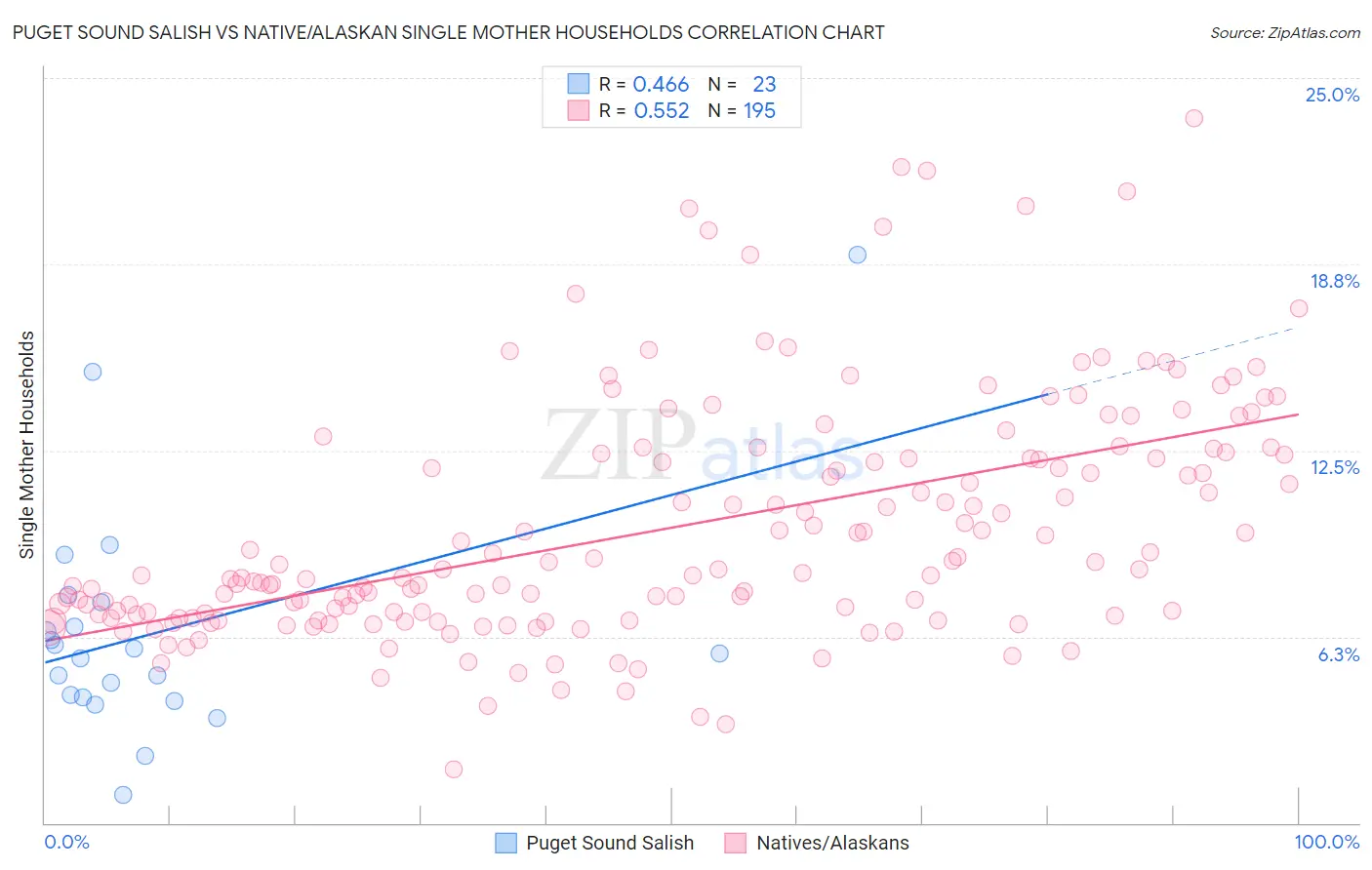 Puget Sound Salish vs Native/Alaskan Single Mother Households