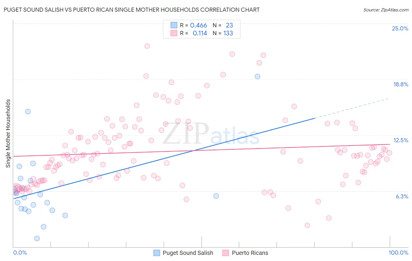 Puget Sound Salish vs Puerto Rican Single Mother Households