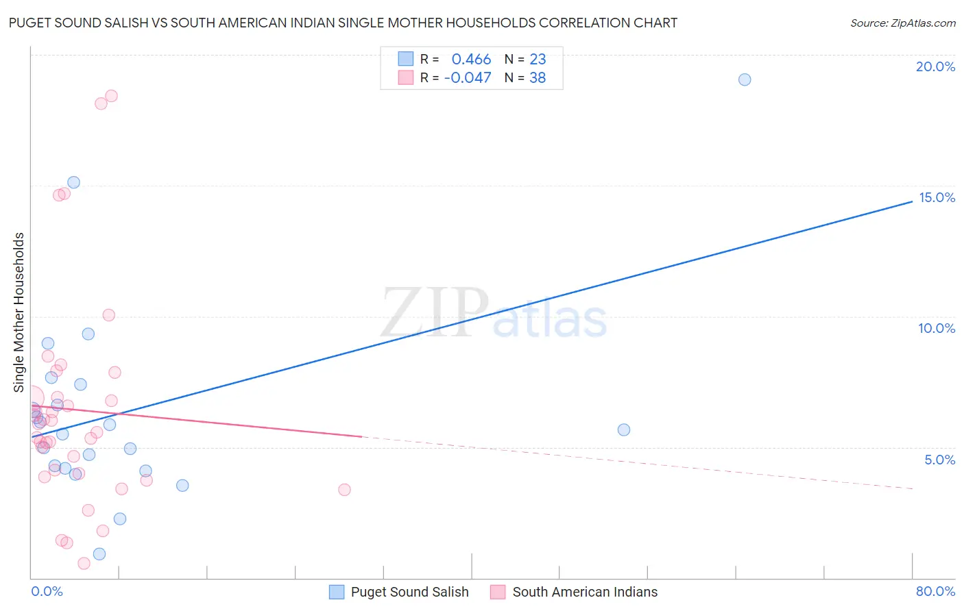 Puget Sound Salish vs South American Indian Single Mother Households