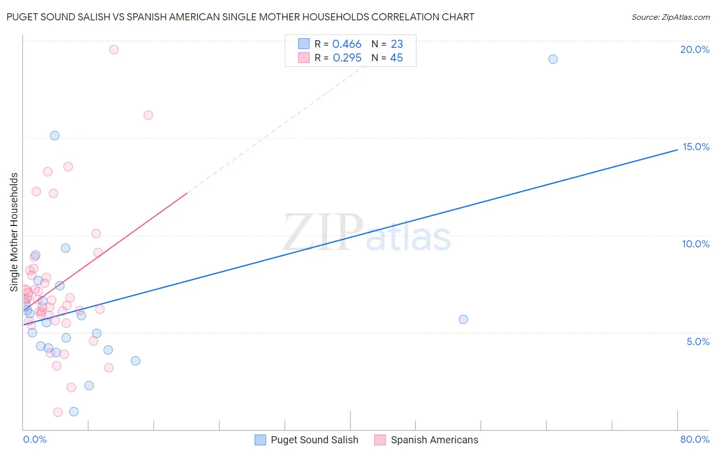 Puget Sound Salish vs Spanish American Single Mother Households