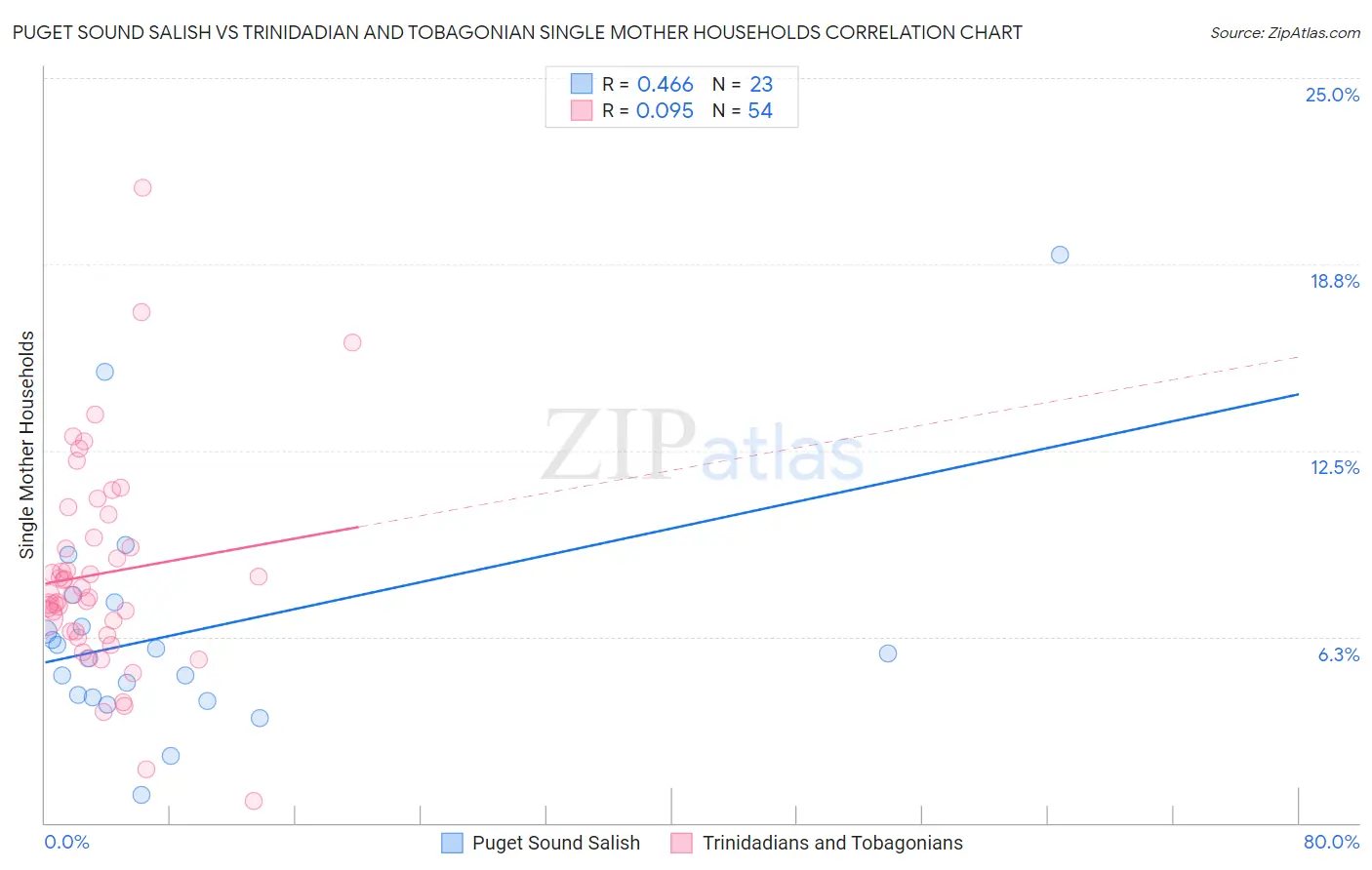 Puget Sound Salish vs Trinidadian and Tobagonian Single Mother Households