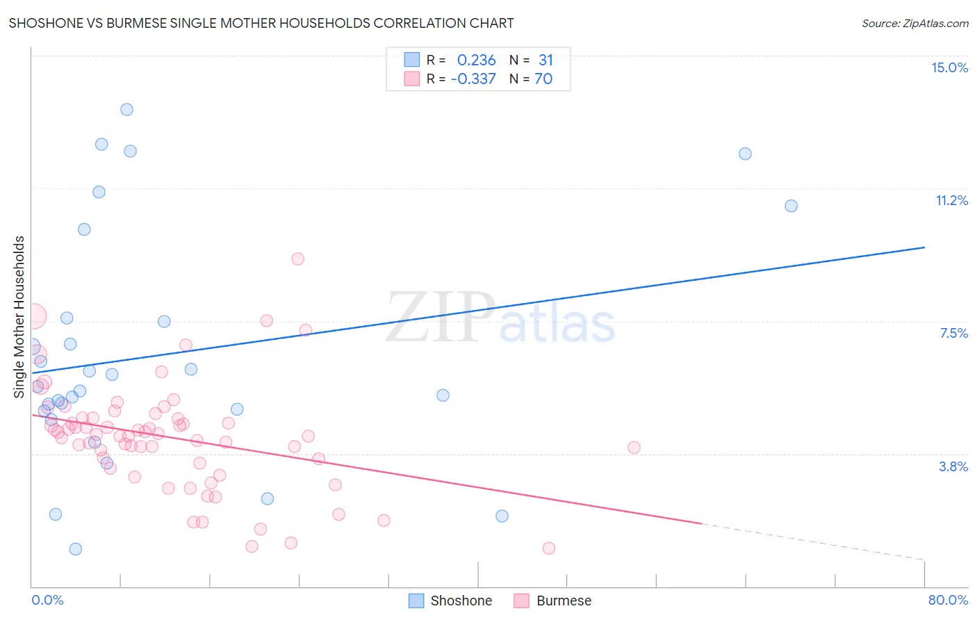 Shoshone vs Burmese Single Mother Households