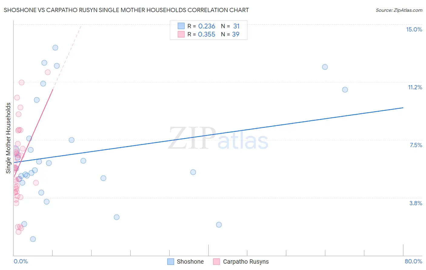 Shoshone vs Carpatho Rusyn Single Mother Households