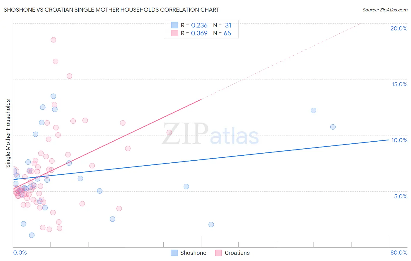 Shoshone vs Croatian Single Mother Households