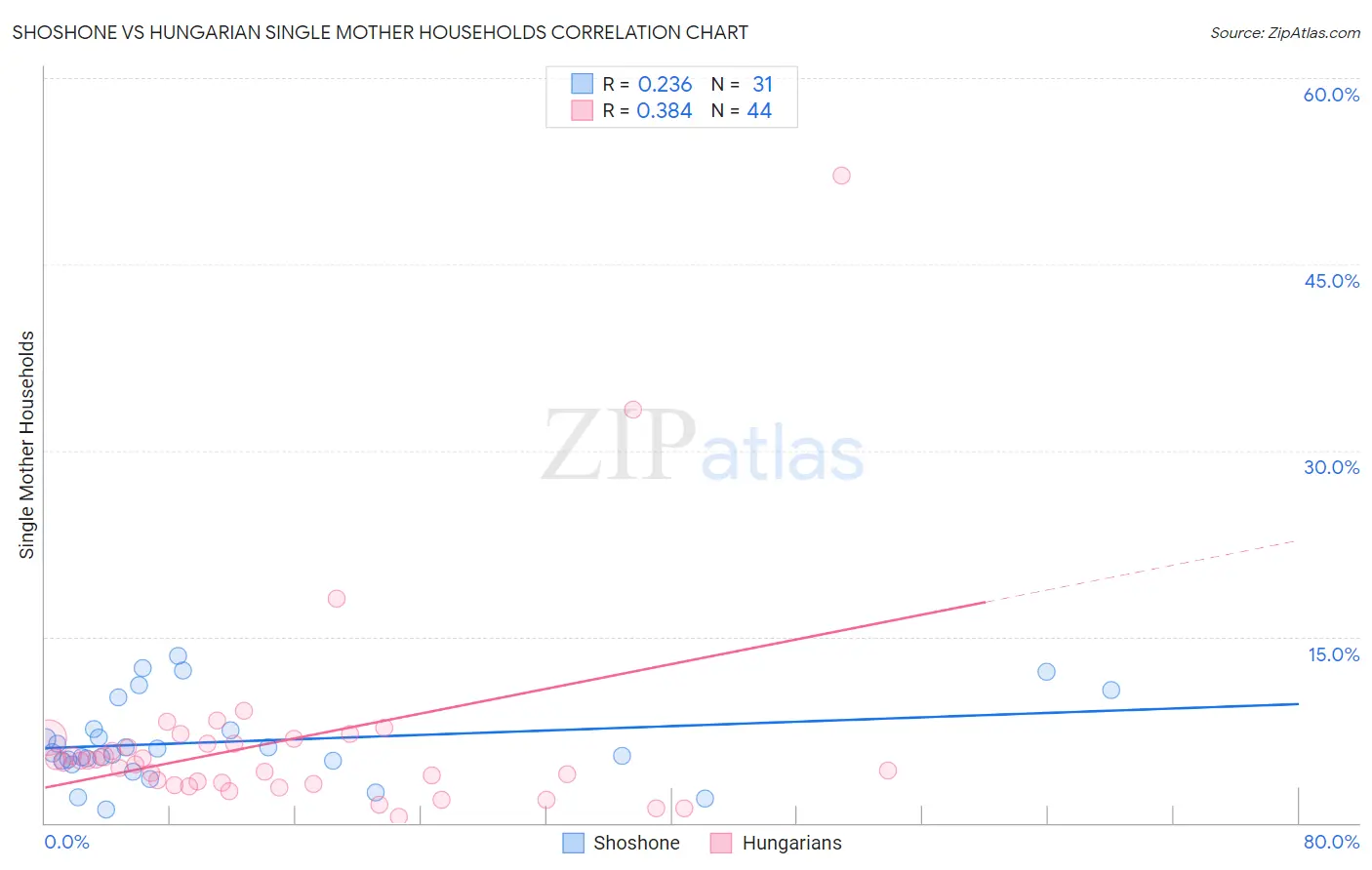 Shoshone vs Hungarian Single Mother Households