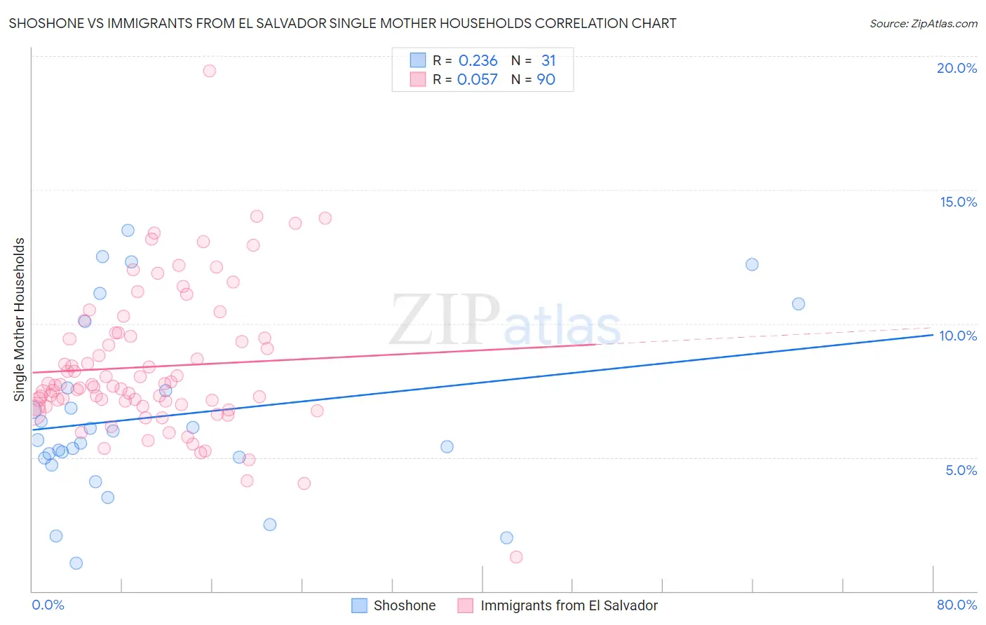 Shoshone vs Immigrants from El Salvador Single Mother Households