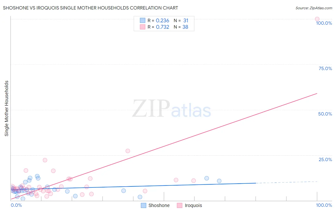 Shoshone vs Iroquois Single Mother Households