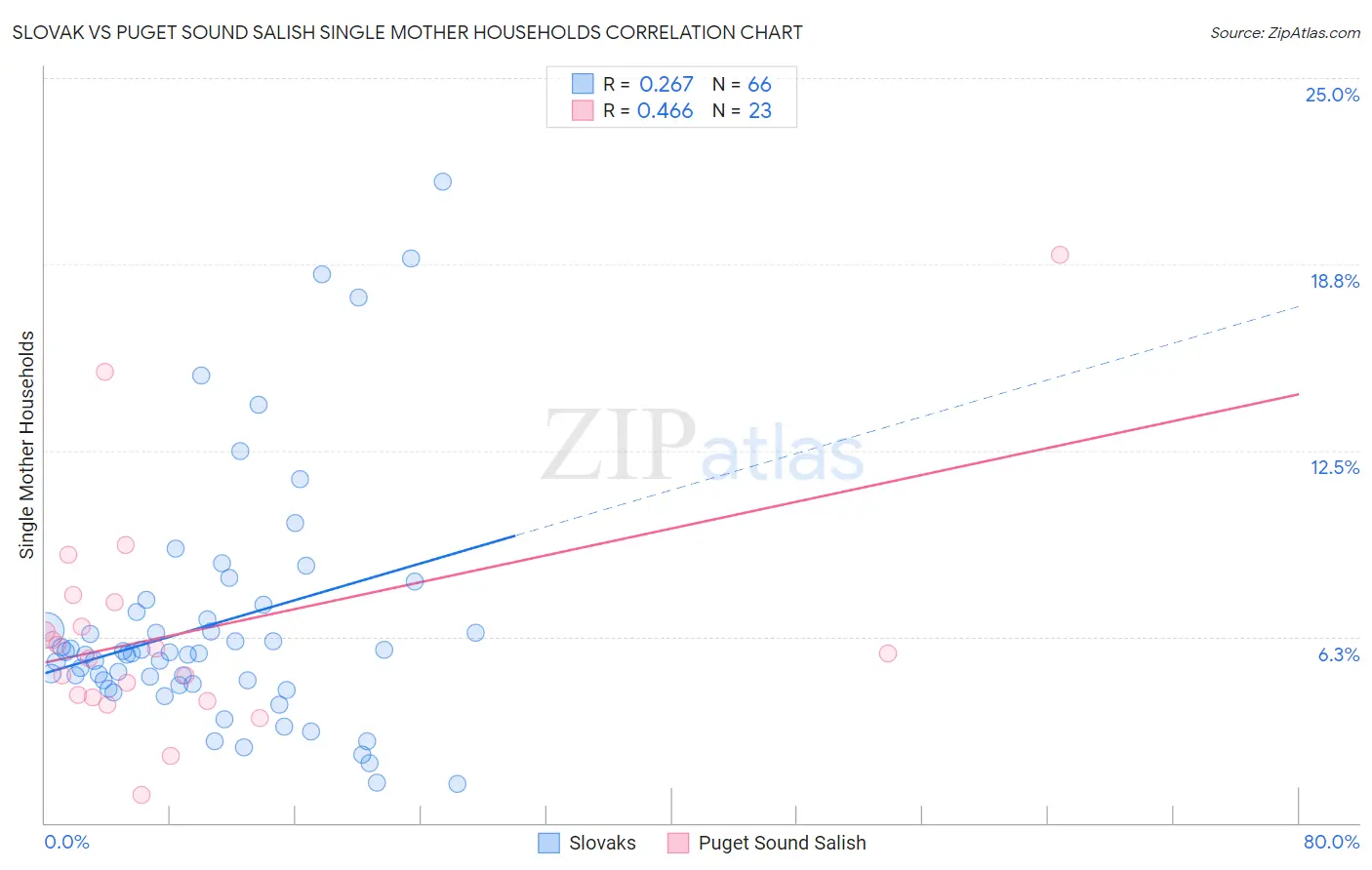 Slovak vs Puget Sound Salish Single Mother Households