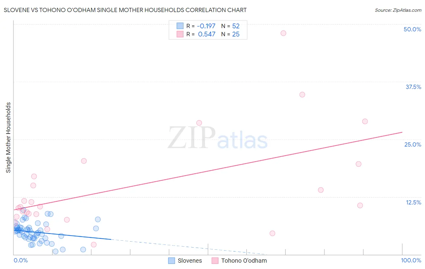 Slovene vs Tohono O'odham Single Mother Households