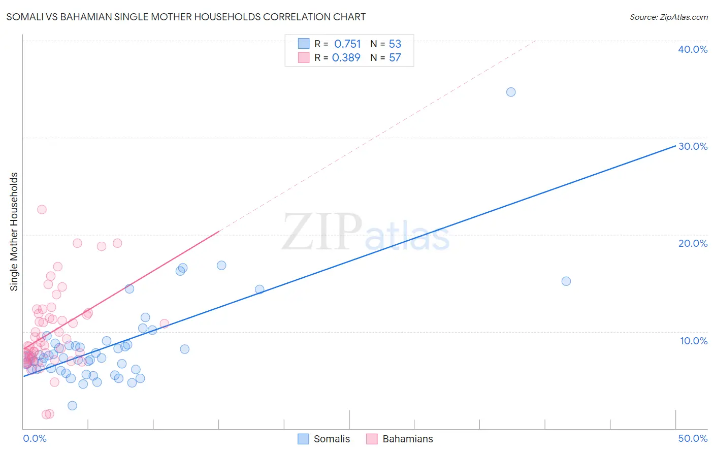 Somali vs Bahamian Single Mother Households