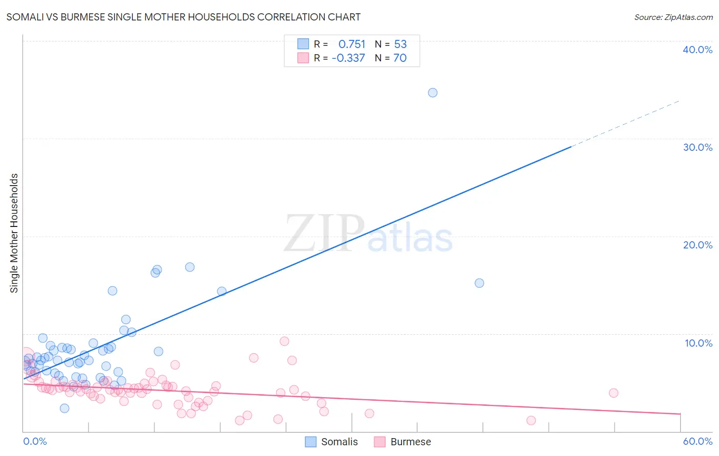 Somali vs Burmese Single Mother Households