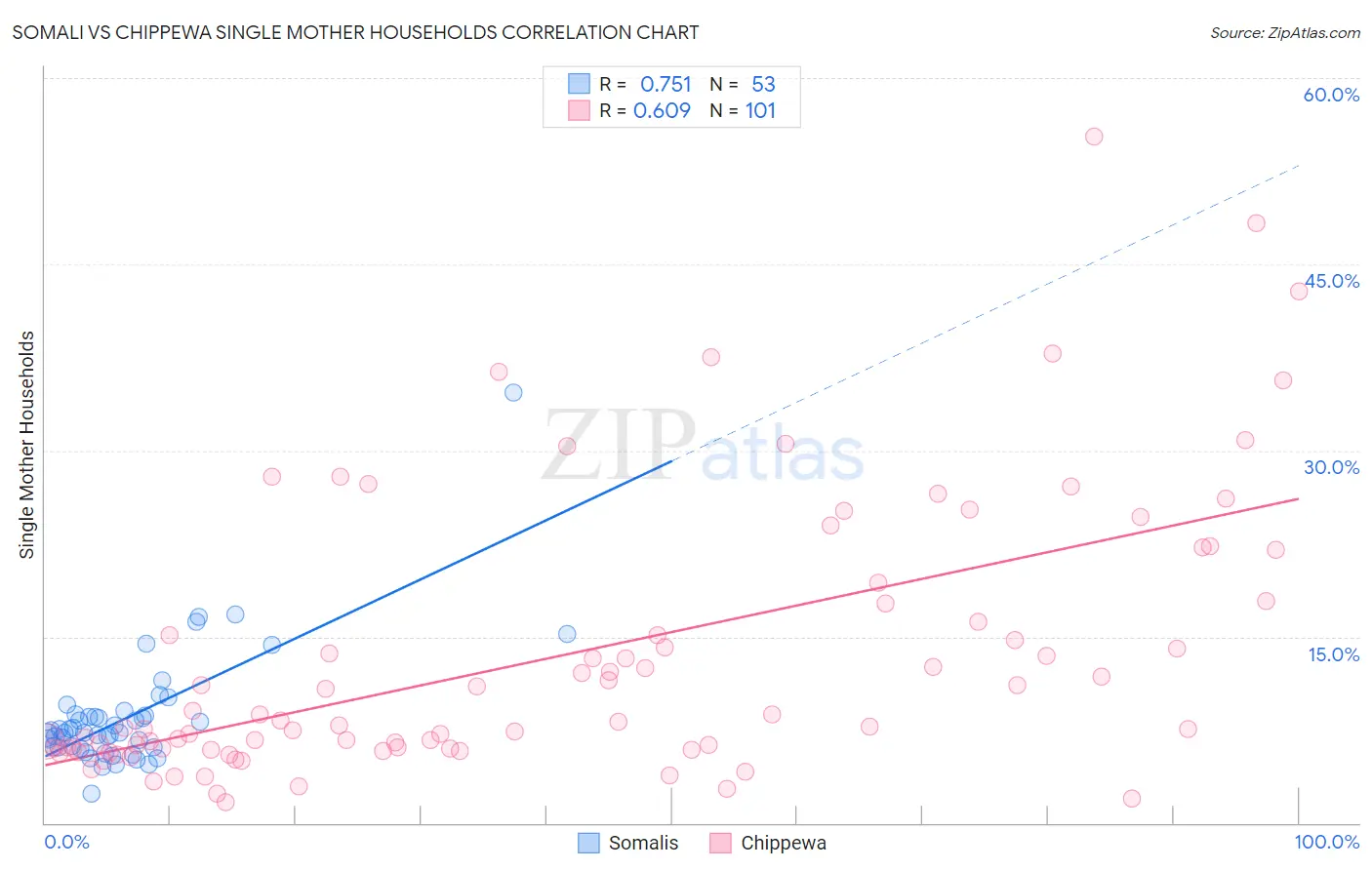 Somali vs Chippewa Single Mother Households