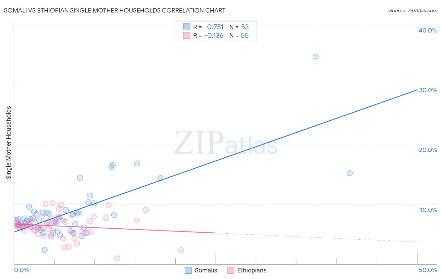 Somali vs Ethiopian Single Mother Households