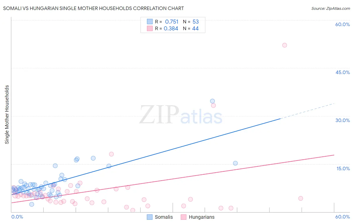 Somali vs Hungarian Single Mother Households