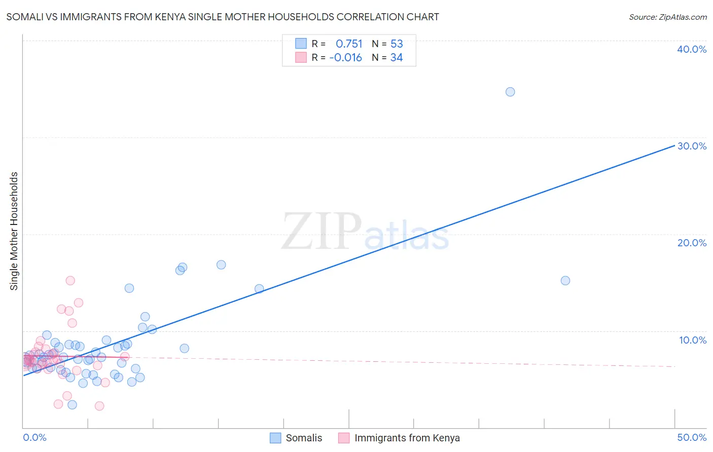 Somali vs Immigrants from Kenya Single Mother Households