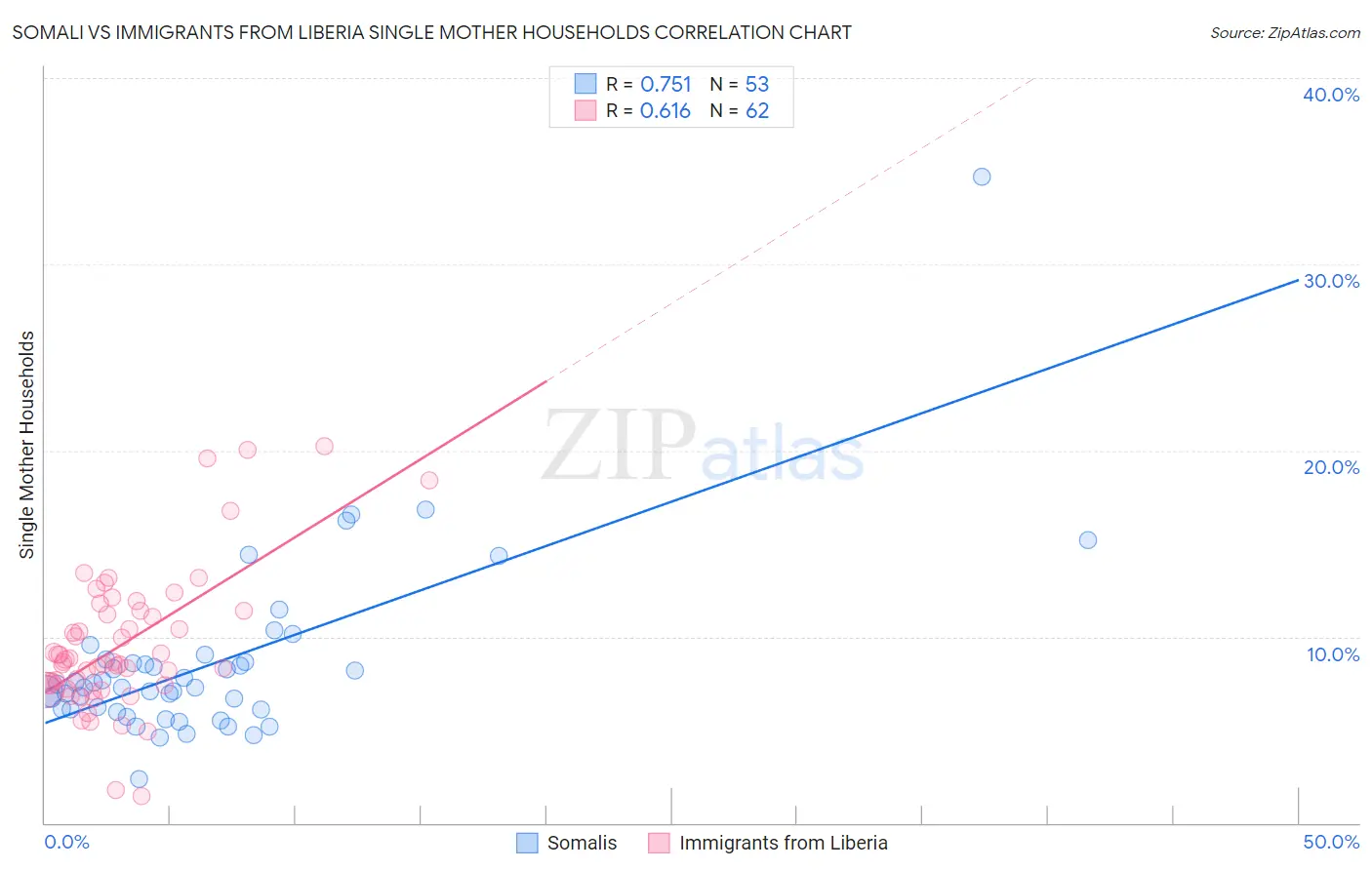 Somali vs Immigrants from Liberia Single Mother Households