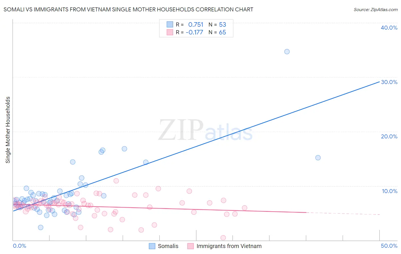 Somali vs Immigrants from Vietnam Single Mother Households