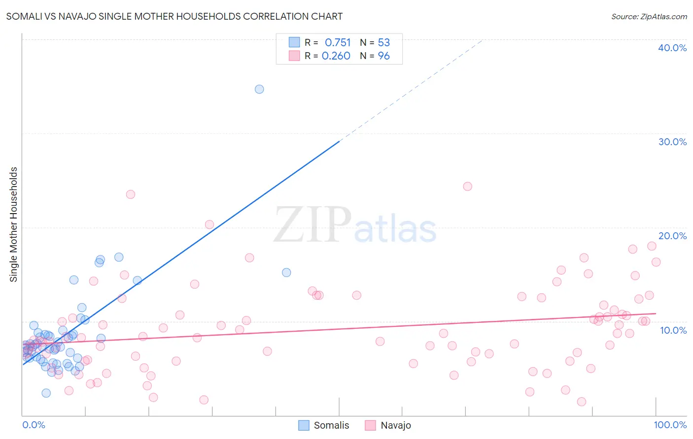 Somali vs Navajo Single Mother Households