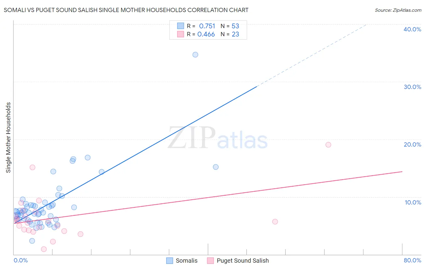 Somali vs Puget Sound Salish Single Mother Households