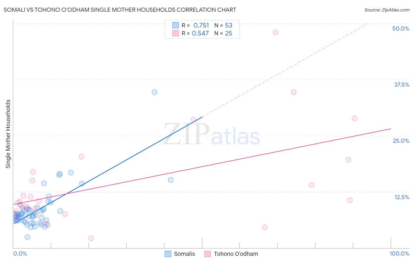 Somali vs Tohono O'odham Single Mother Households