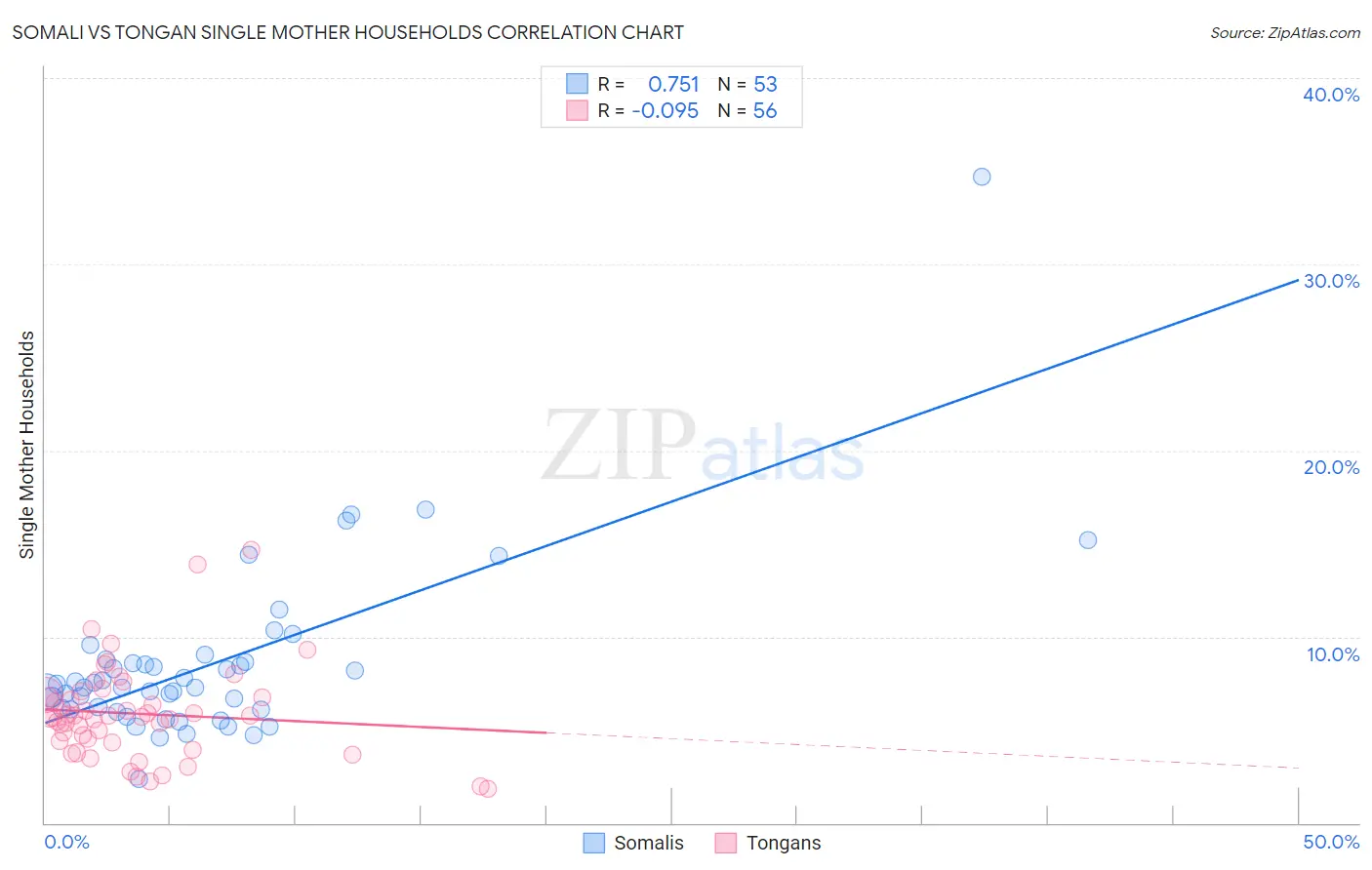 Somali vs Tongan Single Mother Households