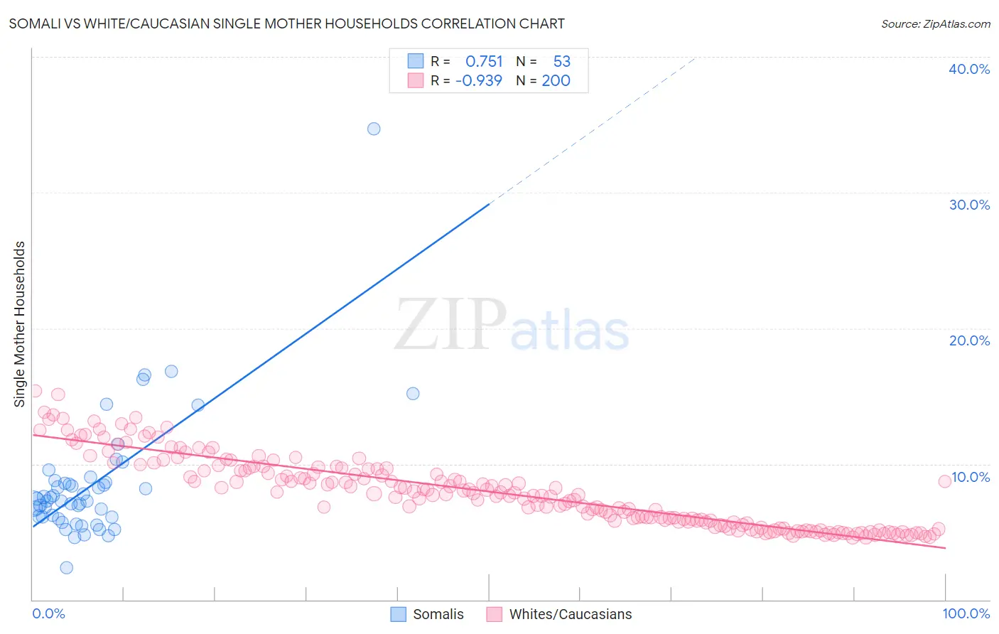 Somali vs White/Caucasian Single Mother Households