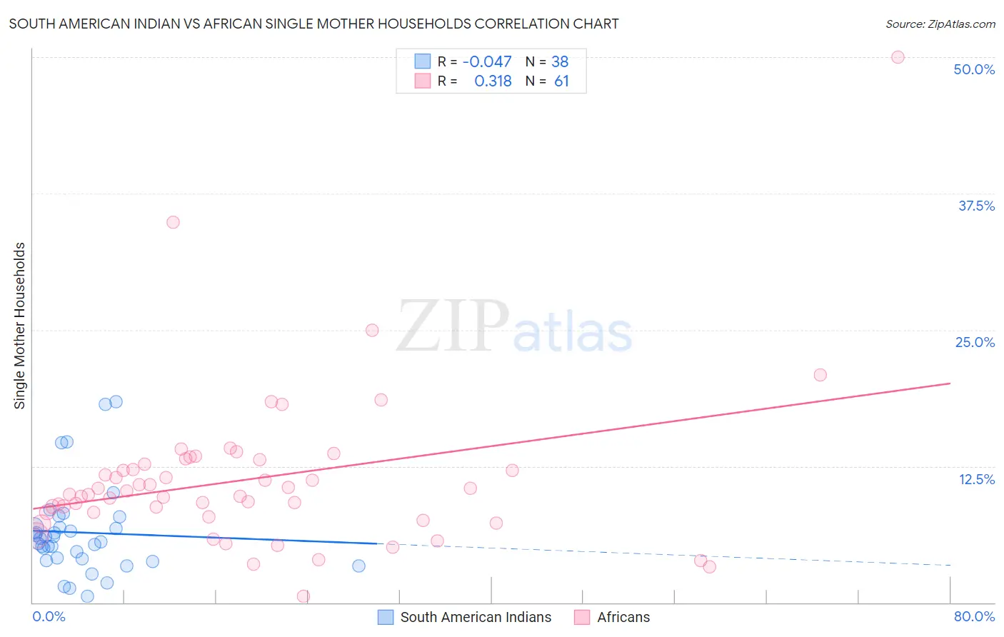 South American Indian vs African Single Mother Households