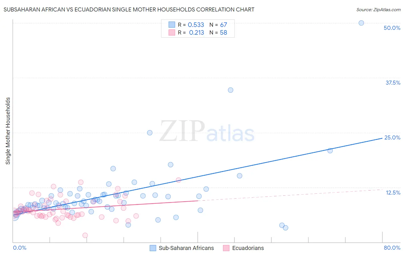 Subsaharan African vs Ecuadorian Single Mother Households