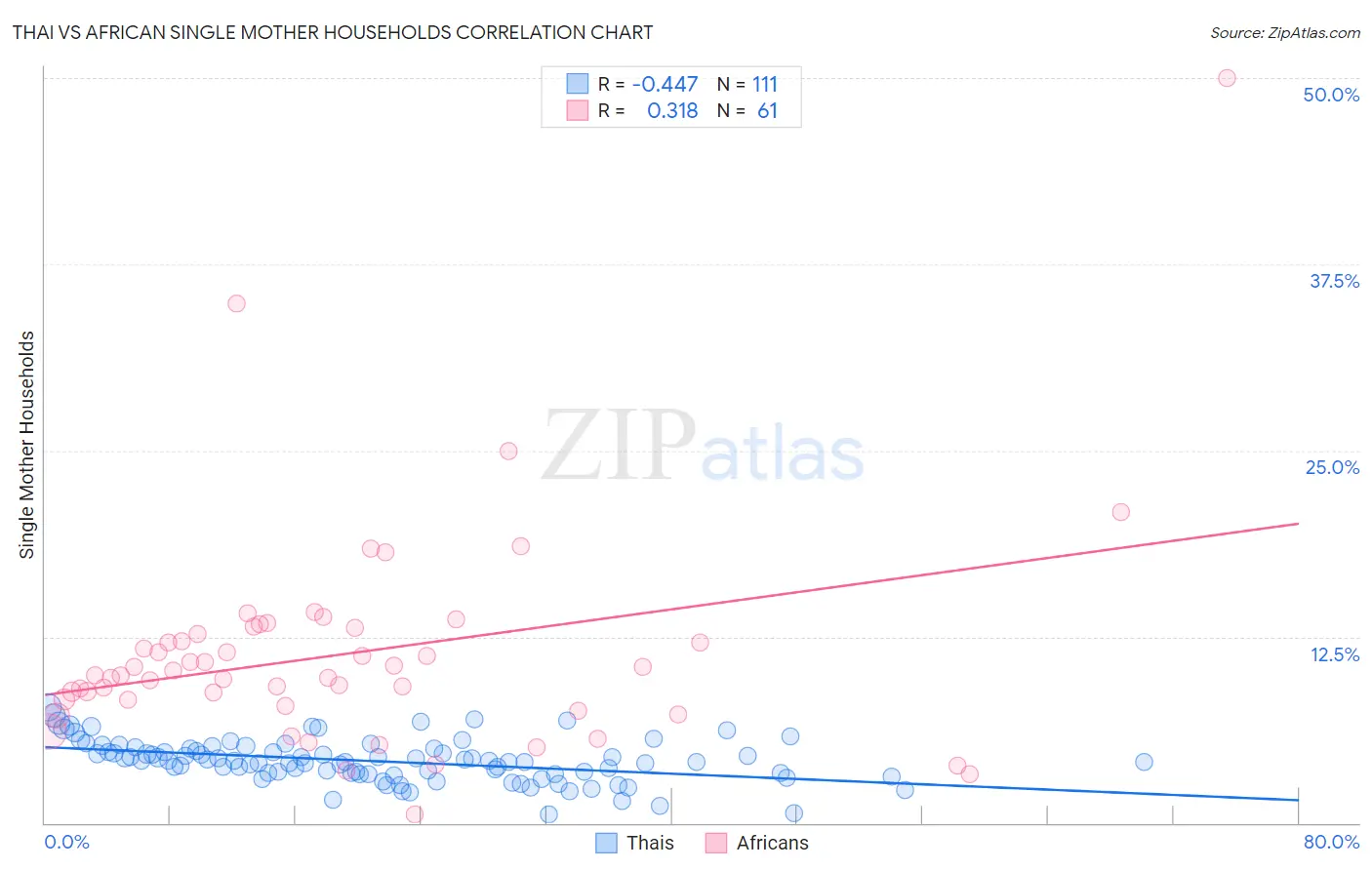 Thai vs African Single Mother Households