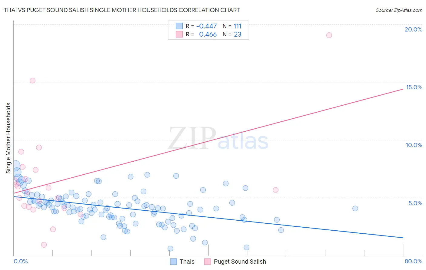 Thai vs Puget Sound Salish Single Mother Households