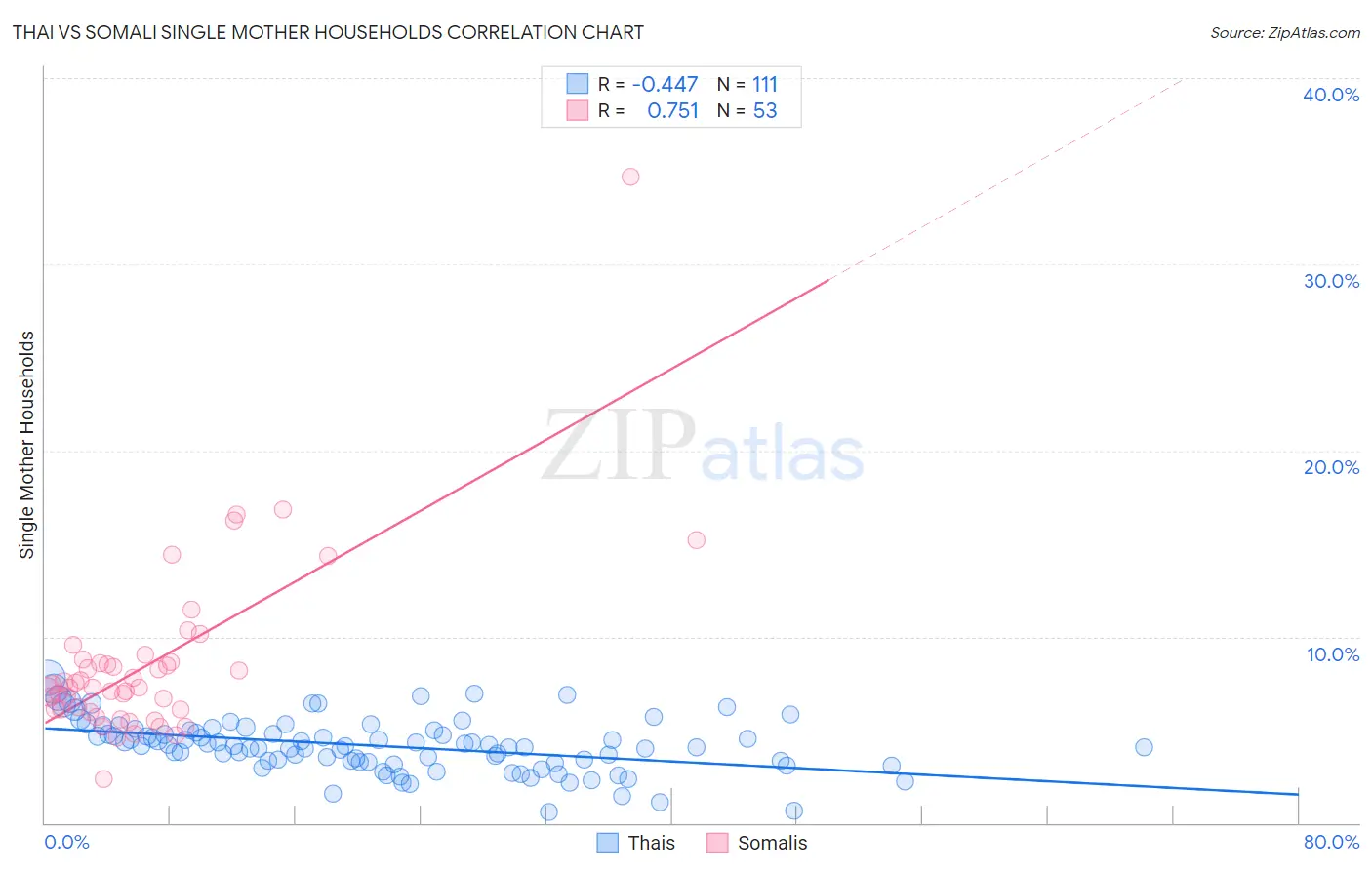 Thai vs Somali Single Mother Households