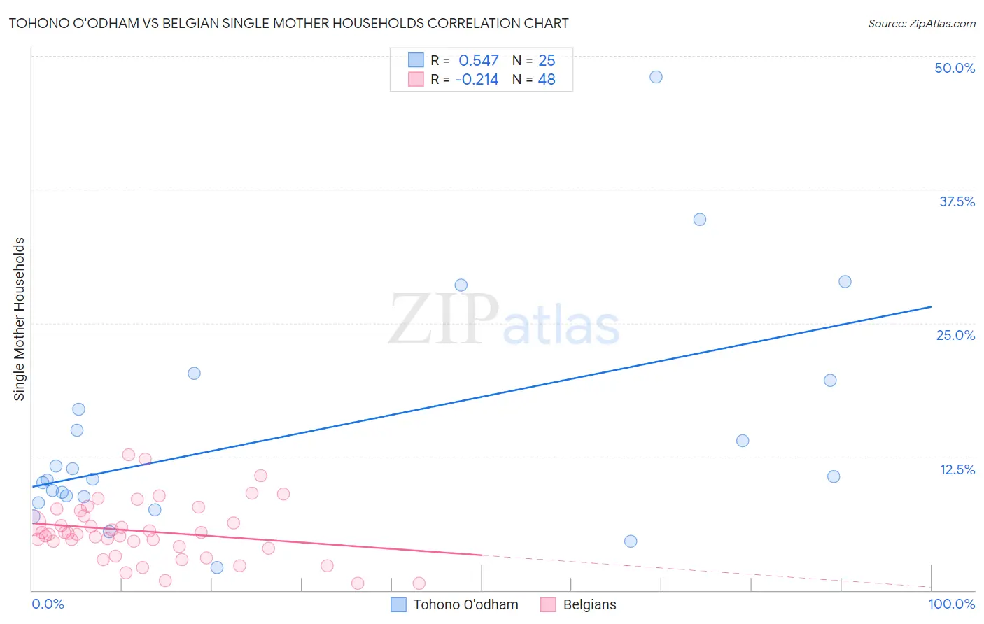 Tohono O'odham vs Belgian Single Mother Households