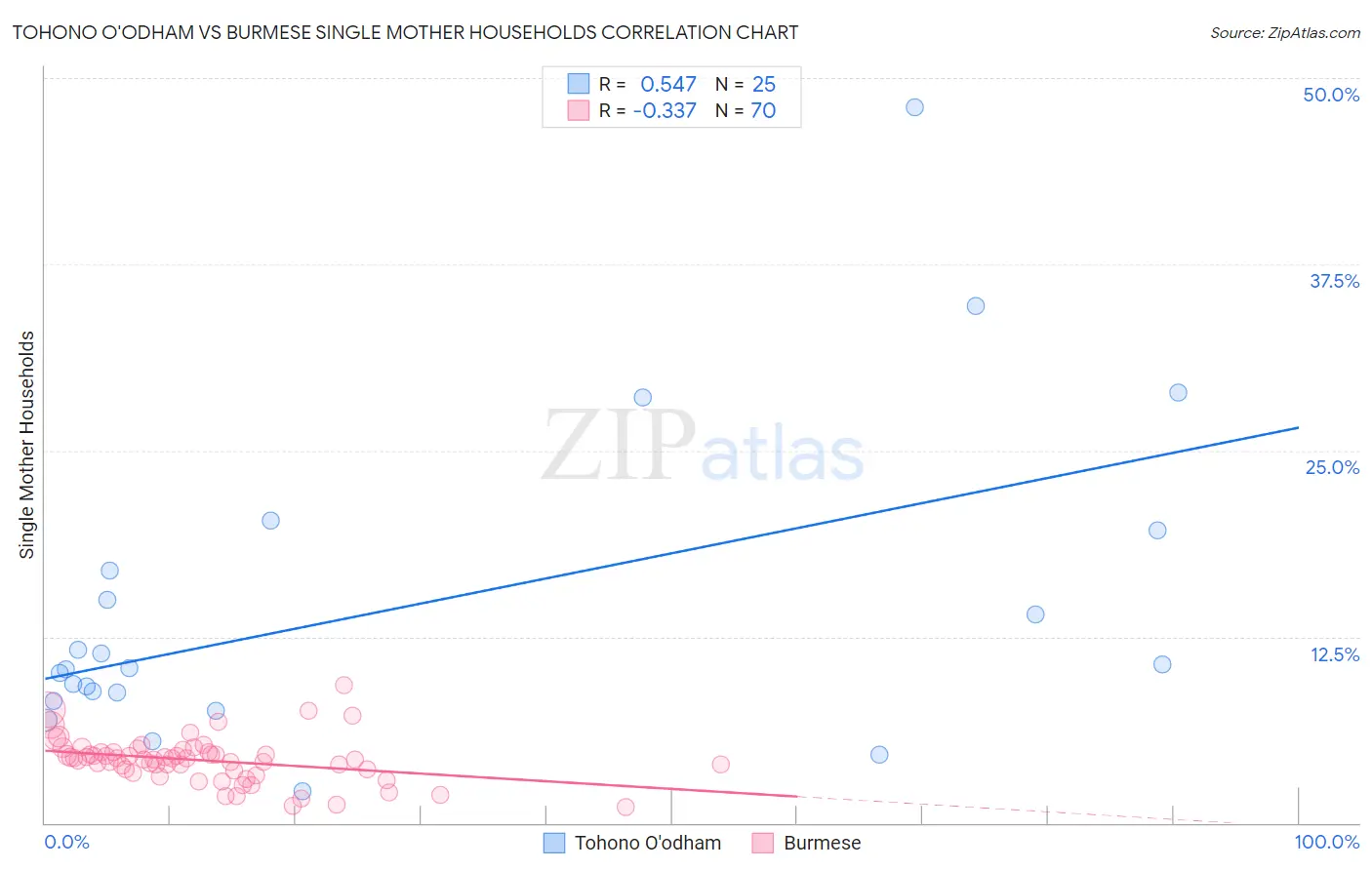 Tohono O'odham vs Burmese Single Mother Households