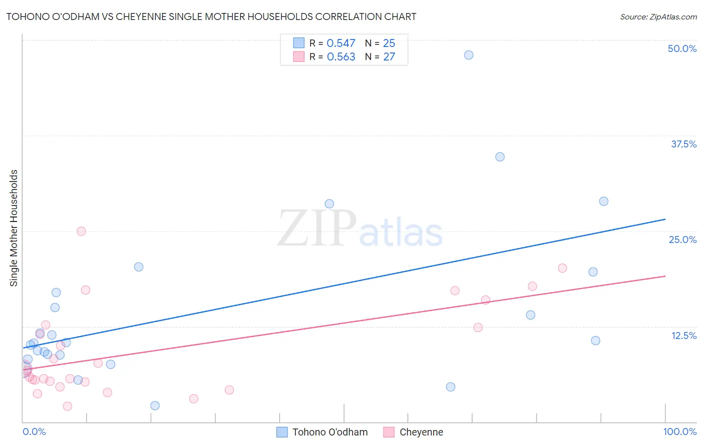 Tohono O'odham vs Cheyenne Single Mother Households