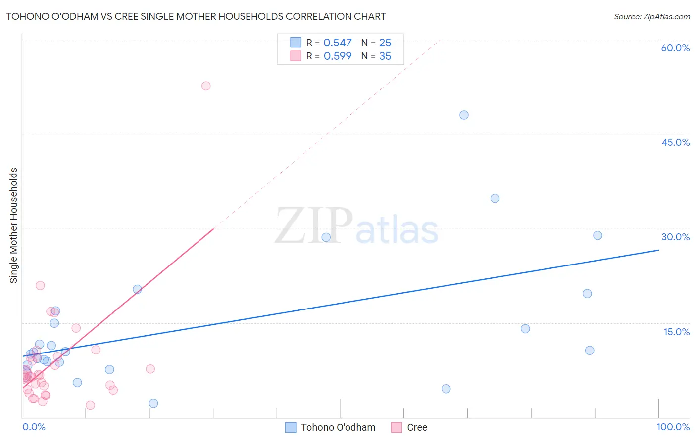 Tohono O'odham vs Cree Single Mother Households