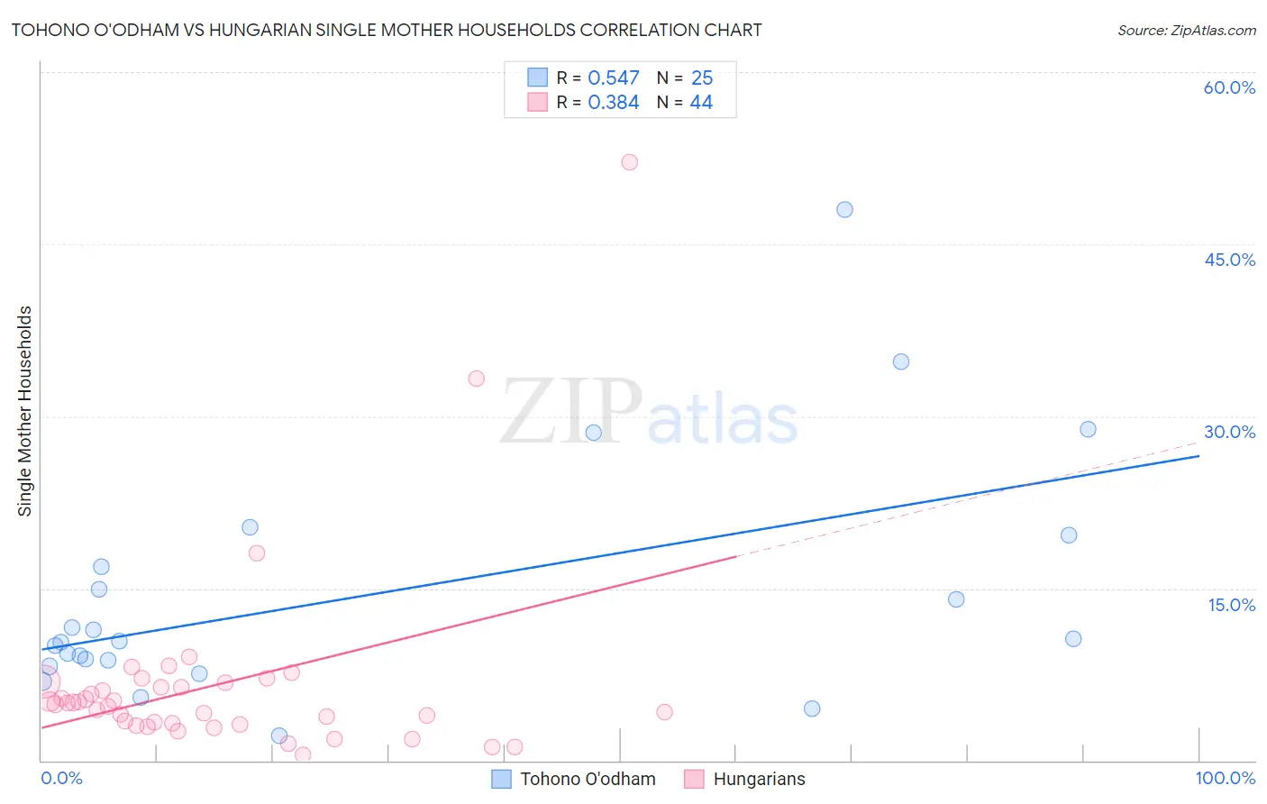 Tohono O'odham vs Hungarian Single Mother Households