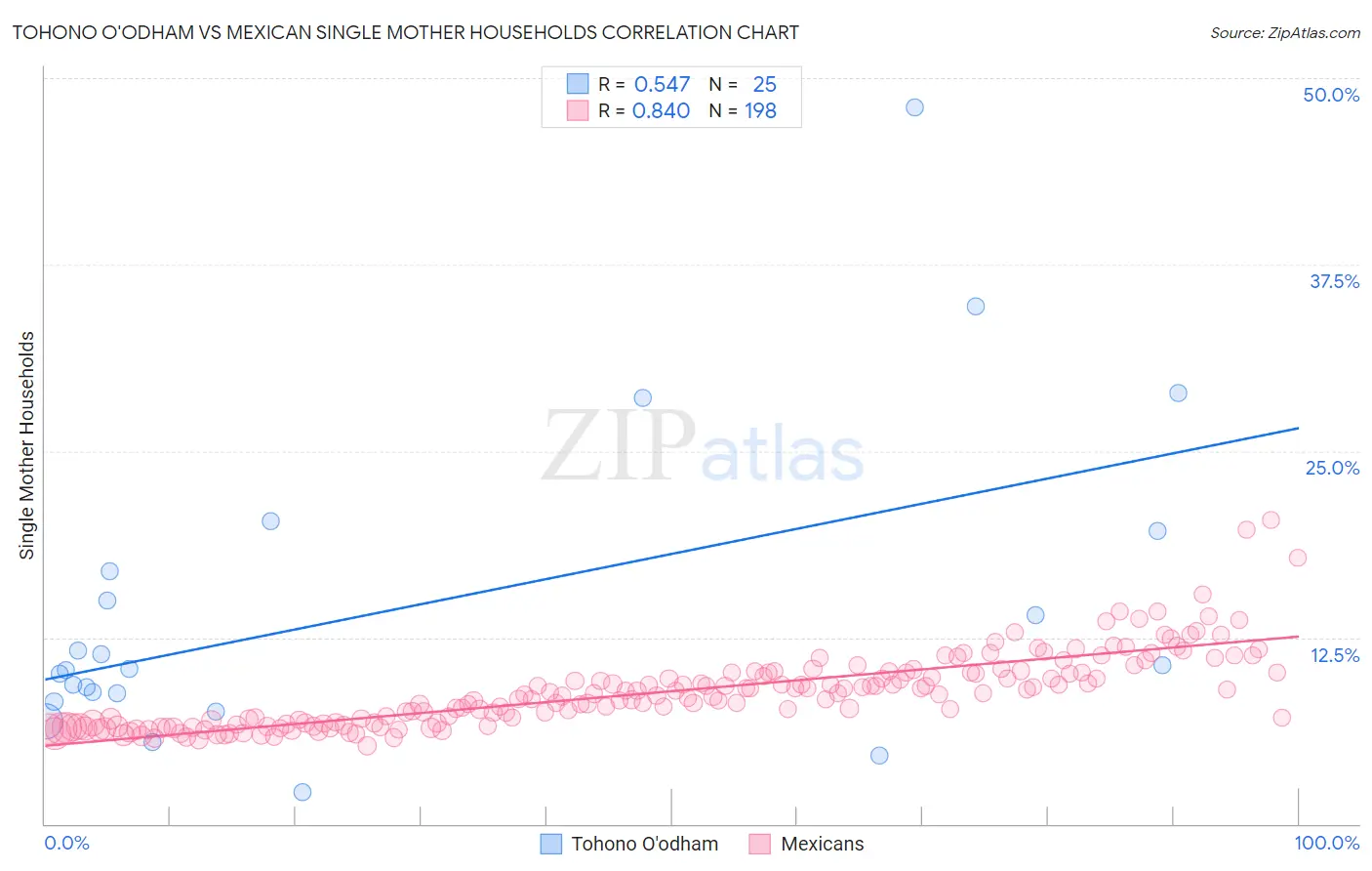 Tohono O'odham vs Mexican Single Mother Households
