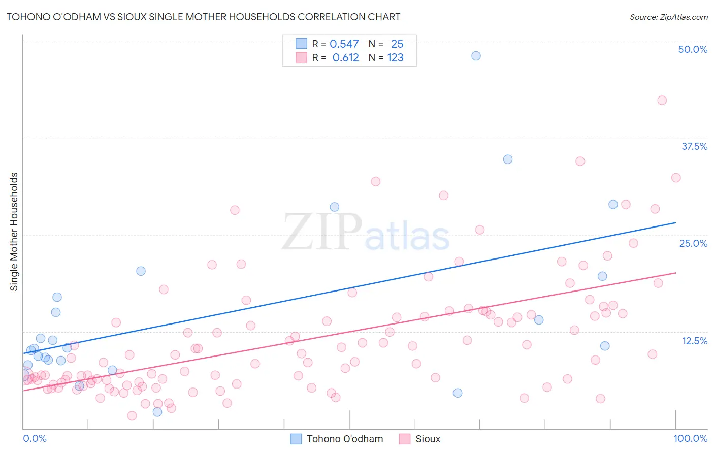 Tohono O'odham vs Sioux Single Mother Households