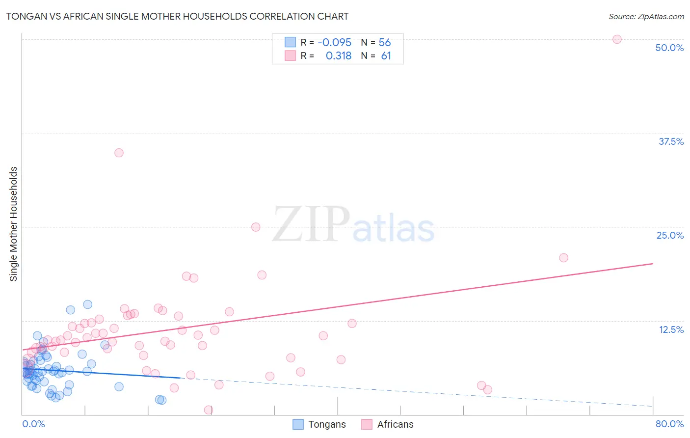 Tongan vs African Single Mother Households