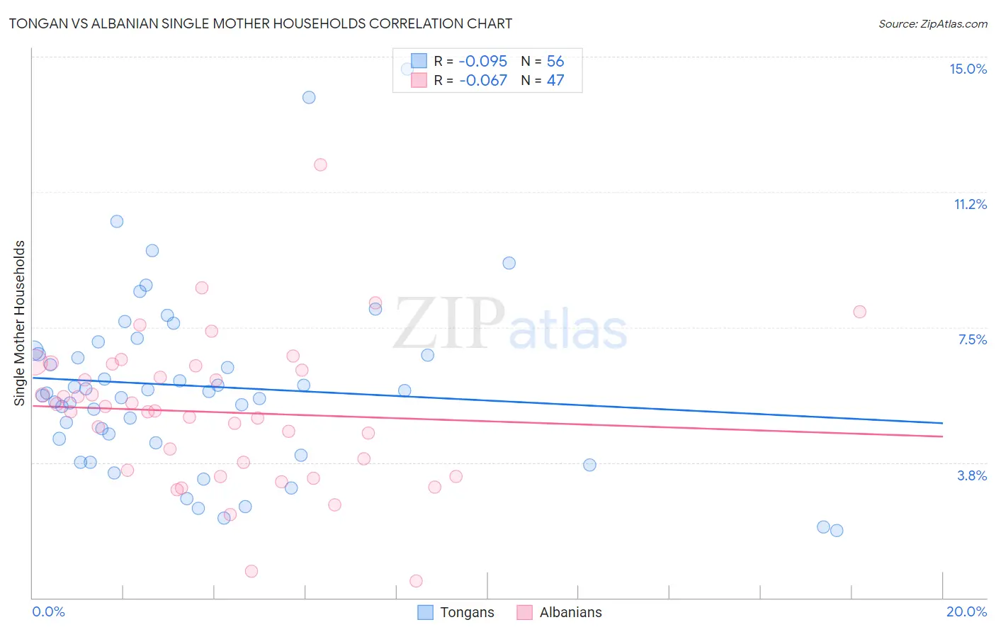 Tongan vs Albanian Single Mother Households