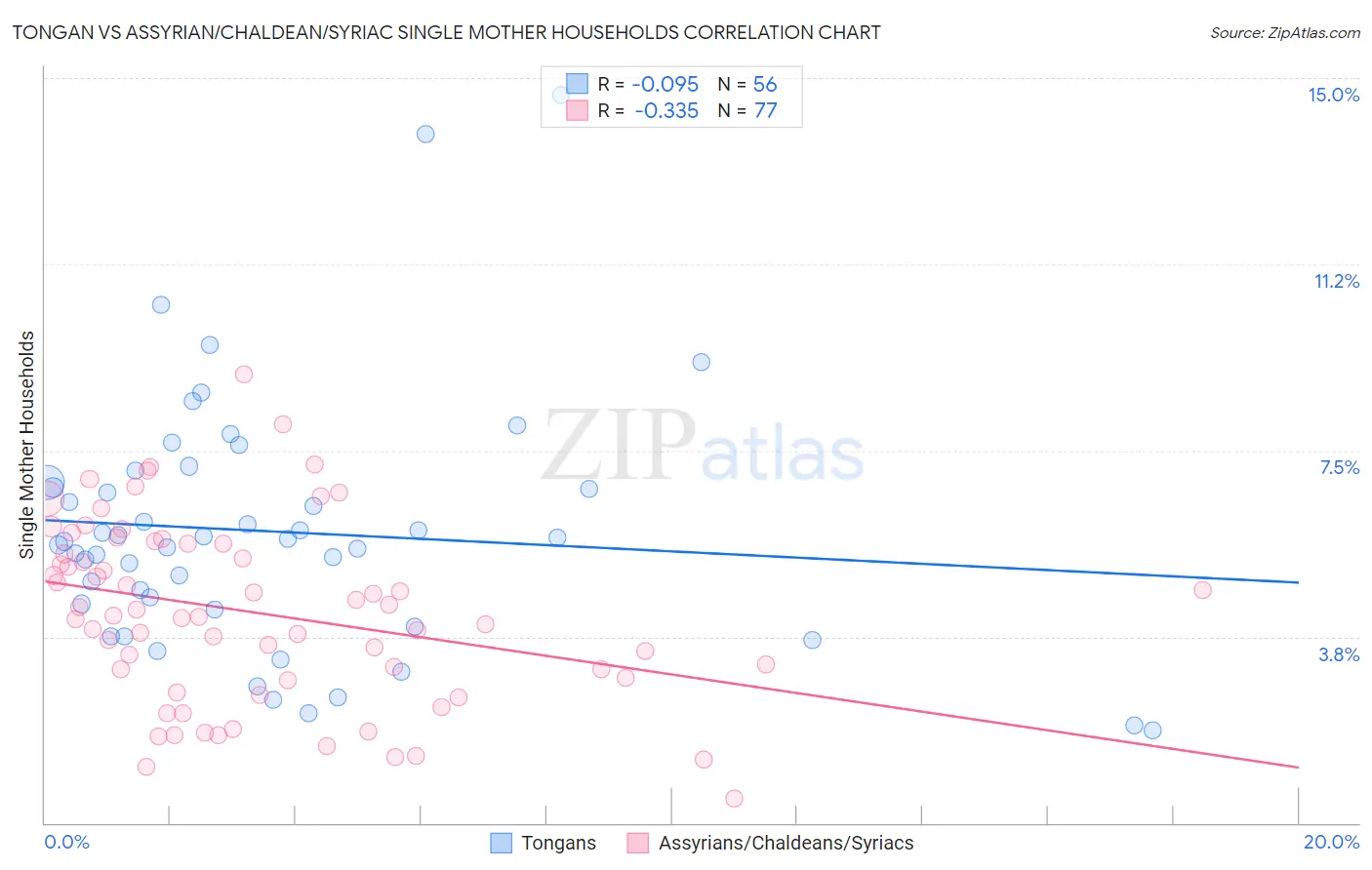 Tongan vs Assyrian/Chaldean/Syriac Single Mother Households