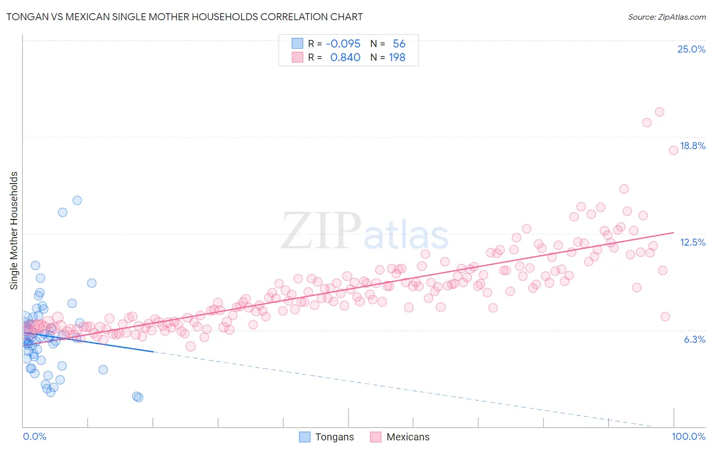 Tongan vs Mexican Single Mother Households