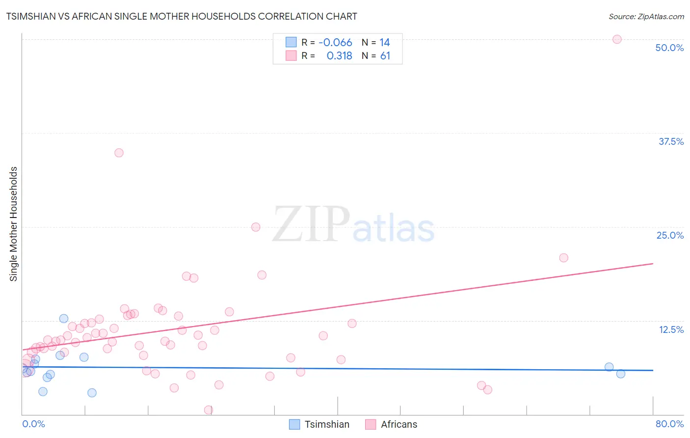 Tsimshian vs African Single Mother Households