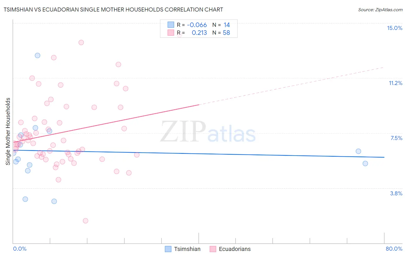 Tsimshian vs Ecuadorian Single Mother Households