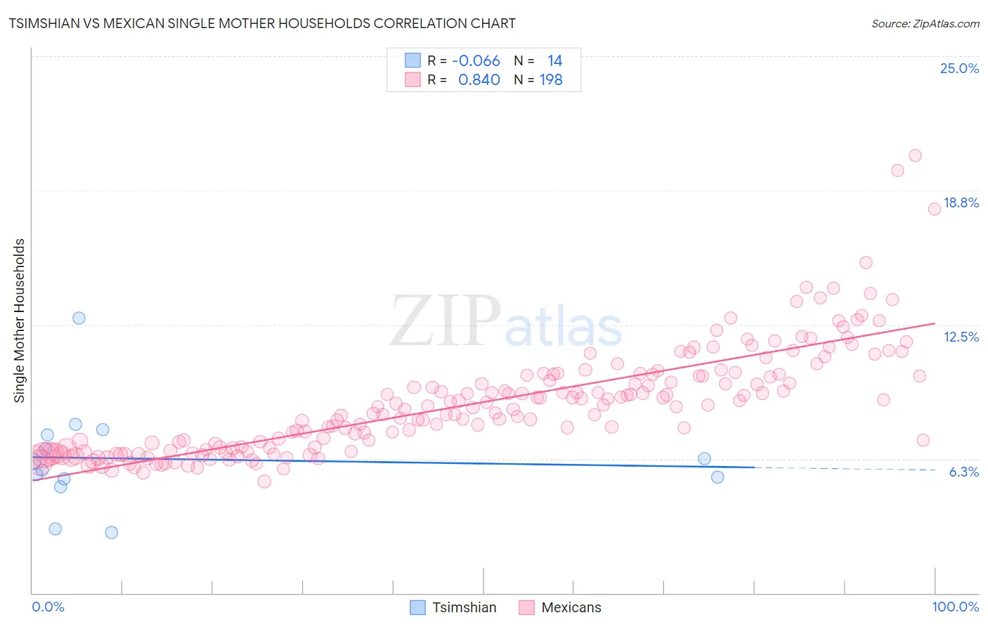 Tsimshian vs Mexican Single Mother Households