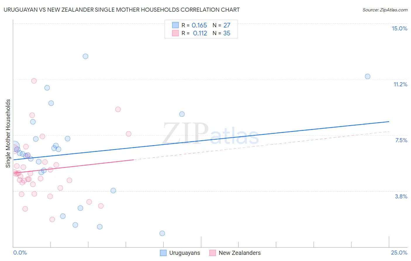 Uruguayan vs New Zealander Single Mother Households