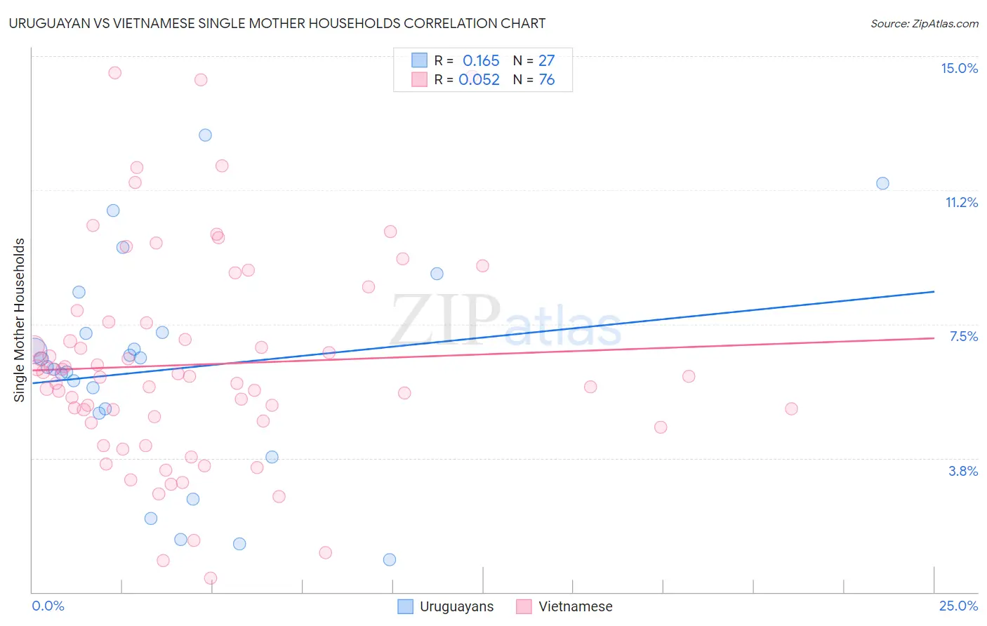 Uruguayan vs Vietnamese Single Mother Households