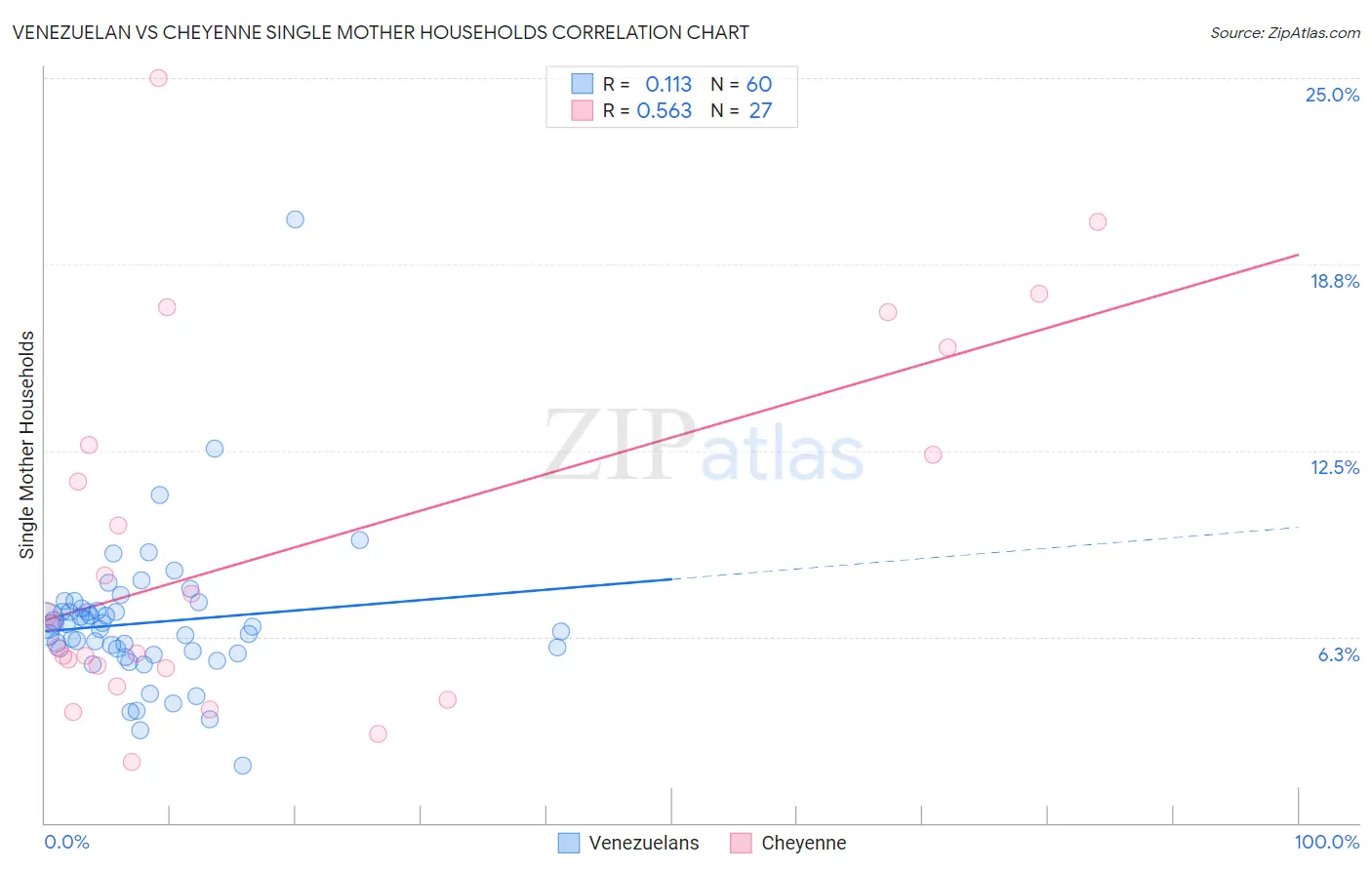 Venezuelan vs Cheyenne Single Mother Households