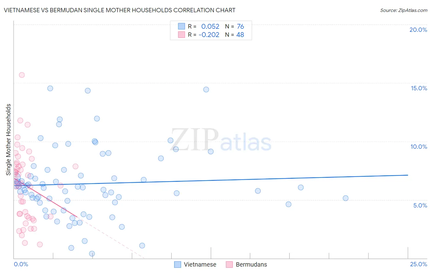 Vietnamese vs Bermudan Single Mother Households