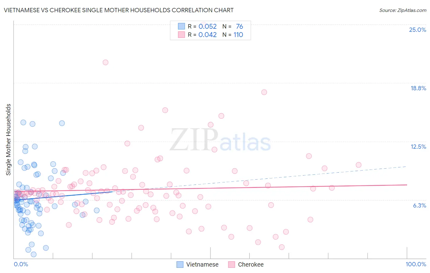 Vietnamese vs Cherokee Single Mother Households